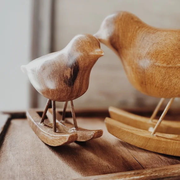 Sullivans Mid-Century Modern Set Of Wood Rocking Birds - Picture 4 of 5